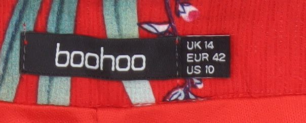 Boohoo Women’s Red Floral Tropical Ruffle Wrap Shorts UK 14