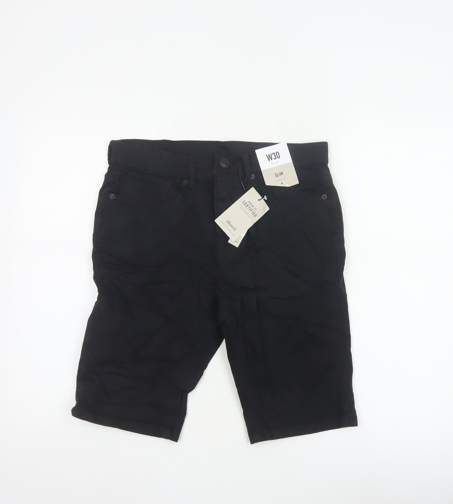 Denim Co. Men’s Black W30 Slim Stretch Denim 5-Pocket Shorts