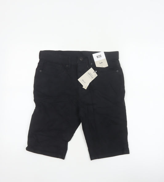 Denim Co. Men’s Black W30 Slim Stretch Denim 5-Pocket Shorts