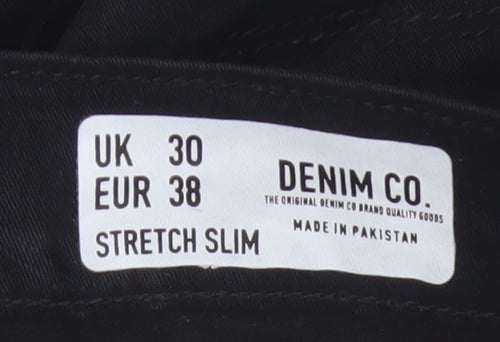Denim Co. Men’s Black W30 Slim Stretch Denim 5-Pocket Shorts