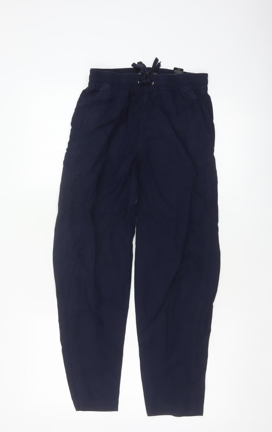 Marks and Spencer Women’s Navy Blue UK 6 Short Linen Cargo Trousers