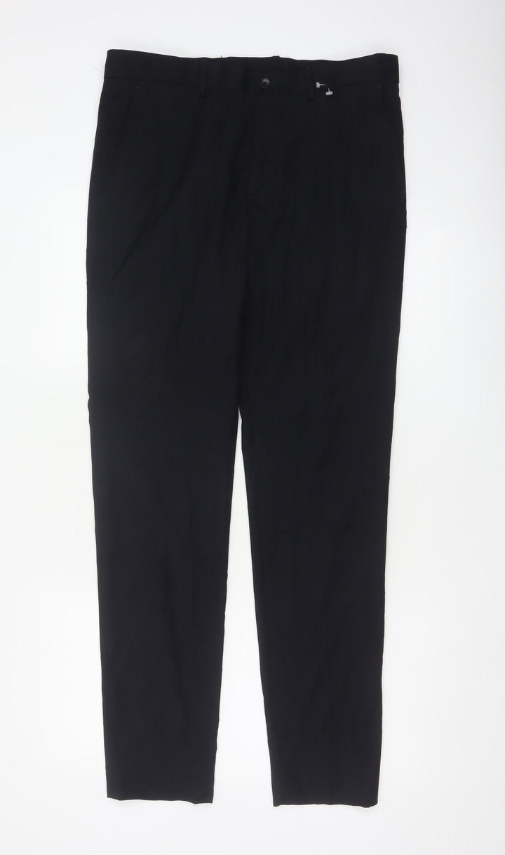 Zara Men’s Black 31 Slim Tapered Stretch Dress Trousers