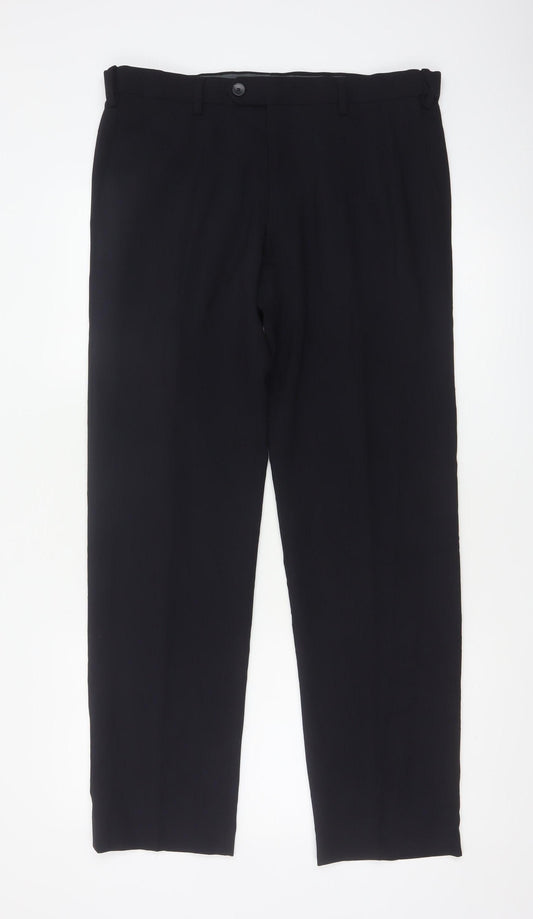 Marks and Spencer Men's Navy 34/31 Slim Fit Dress Trousers