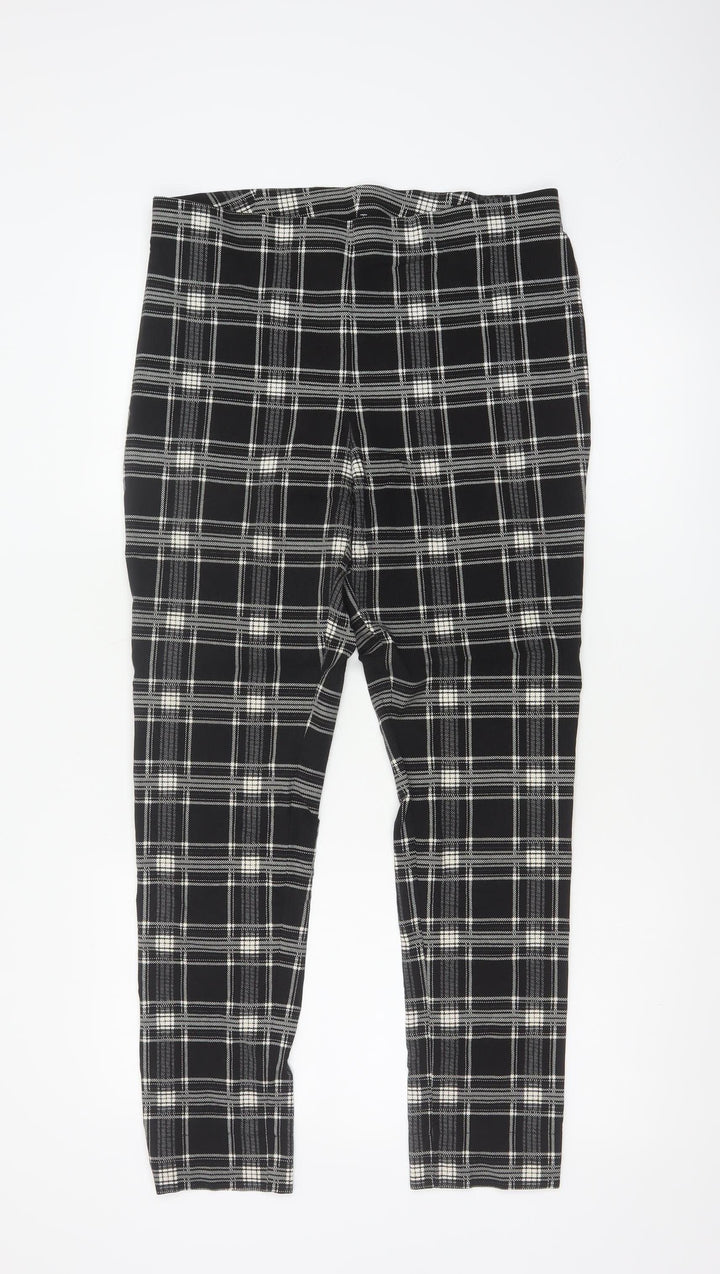Roman Women Black White Check Stretch Leggings UK 16