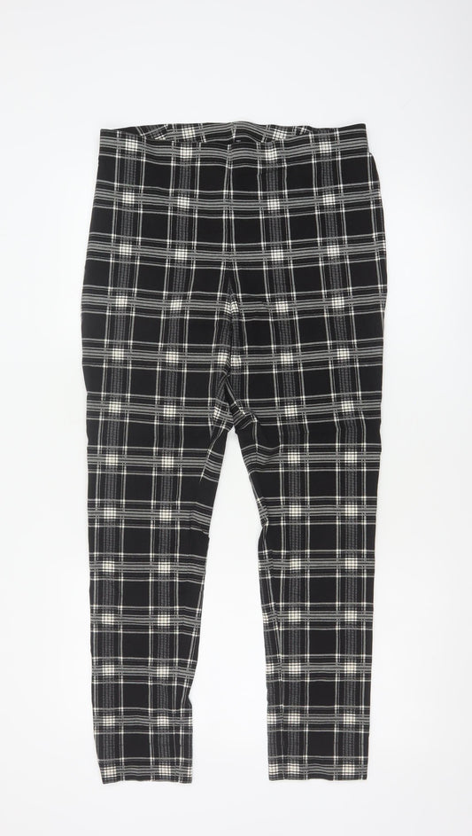 Roman Women Black White Check Stretch Leggings UK 16