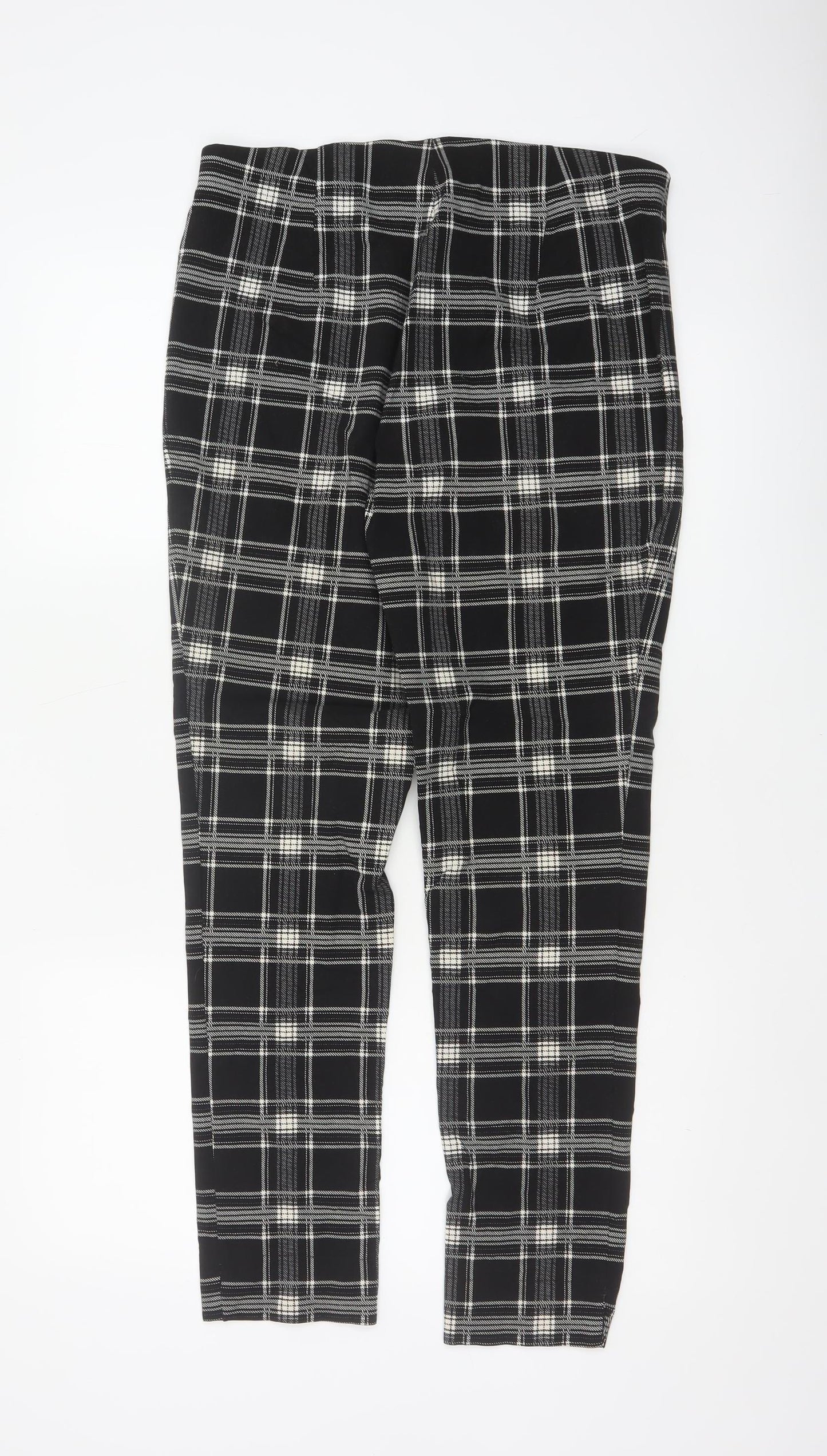 Roman Women Black White Check Stretch Leggings UK 16