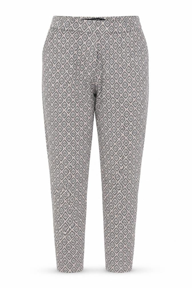 Next Women Grey Pink Geometric Tapered Trousers UK 8