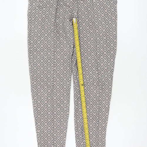 Next Women Grey Pink Geometric Tapered Trousers UK 8
