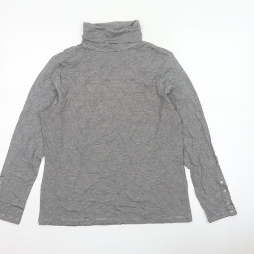 Windsmoor Women Grey Stripe Roll Neck Stretch Jersey Blouse M