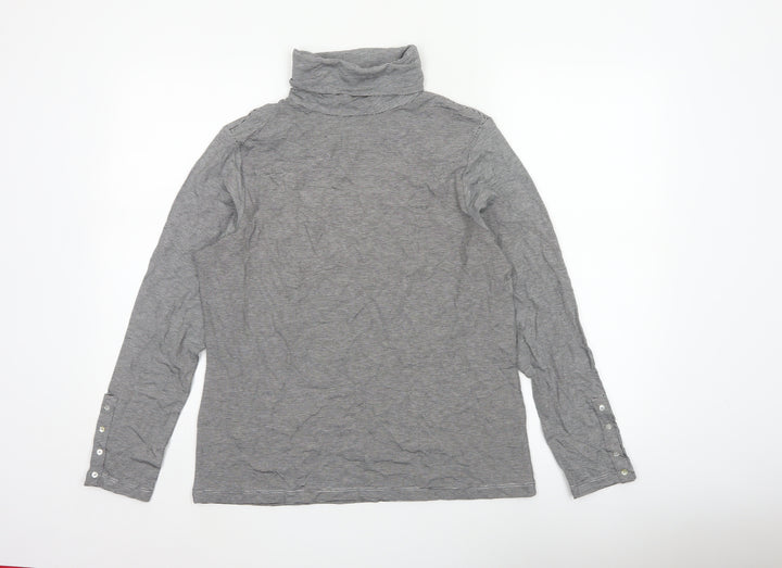 Windsmoor Women Grey Stripe Roll Neck Stretch Jersey Blouse M