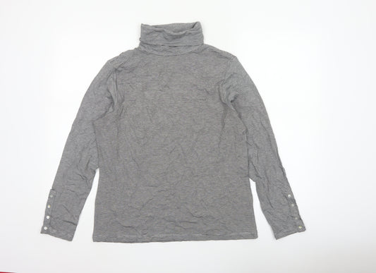 Windsmoor Women Grey Stripe Roll Neck Stretch Jersey Blouse M