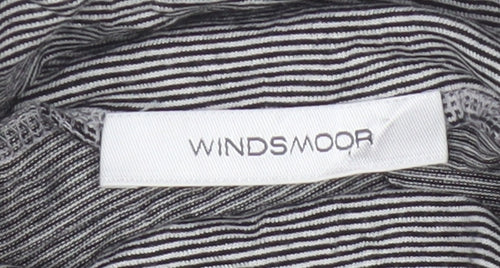 Windsmoor Women Grey Stripe Roll Neck Stretch Jersey Blouse M