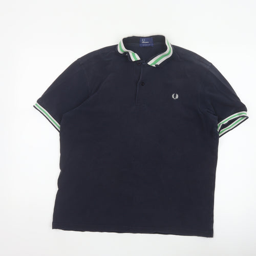 Fred Perry Men’s Blue L Cotton Pique Polo Shirt Striped Trim