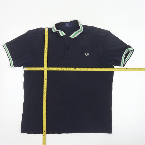 Fred Perry Men’s Blue L Cotton Pique Polo Shirt Striped Trim