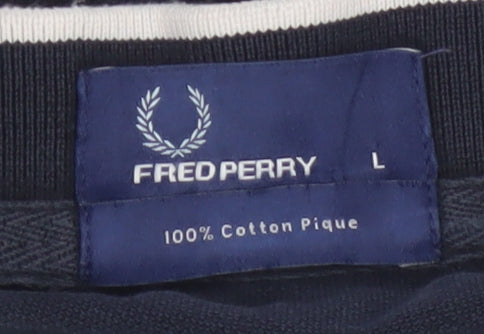 Fred Perry Men’s Blue L Cotton Pique Polo Shirt Striped Trim
