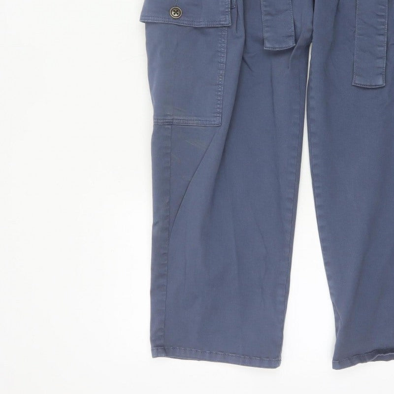 Marks and Spencer Women Blue UK 14 Short Cargo Belted Trousers