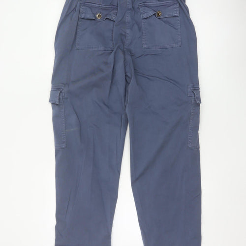 Marks and Spencer Women Blue UK 14 Short Cargo Belted Trousers