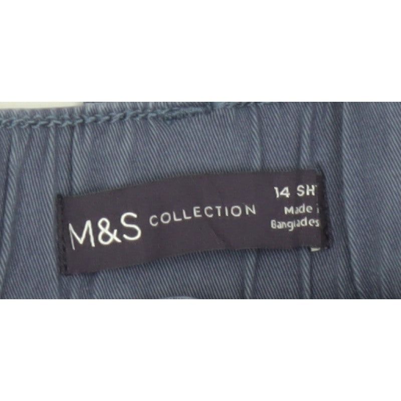 Marks and Spencer Women Blue UK 14 Short Cargo Belted Trousers