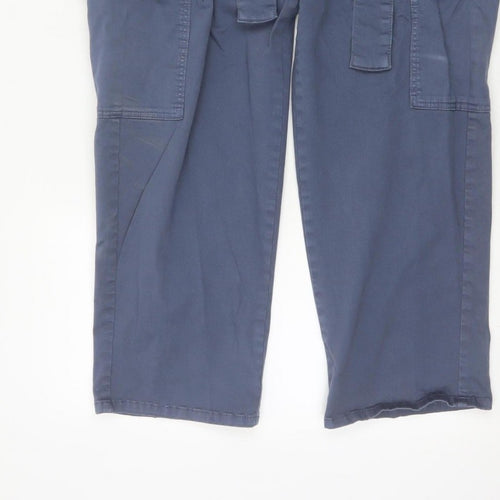 Marks and Spencer Women Blue UK 14 Short Cargo Belted Trousers
