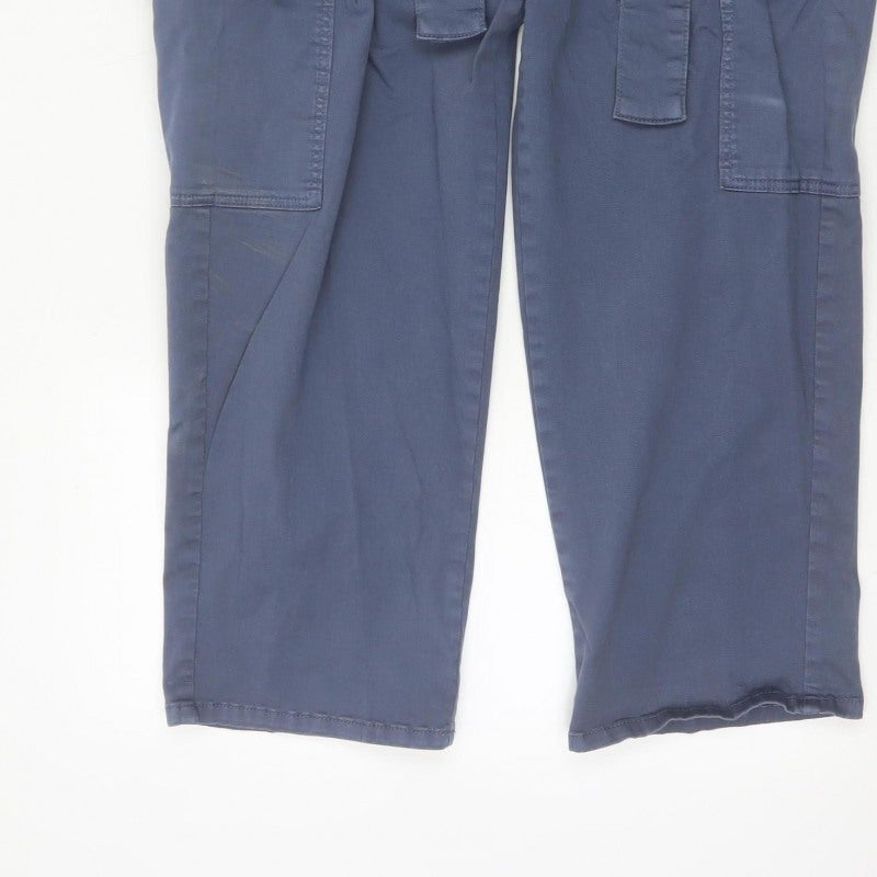 Marks and Spencer Women Blue UK 14 Short Cargo Belted Trousers