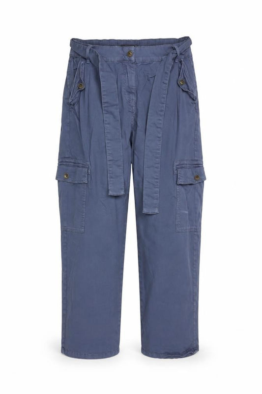 Marks and Spencer Women Blue UK 14 Short Cargo Belted Trousers
