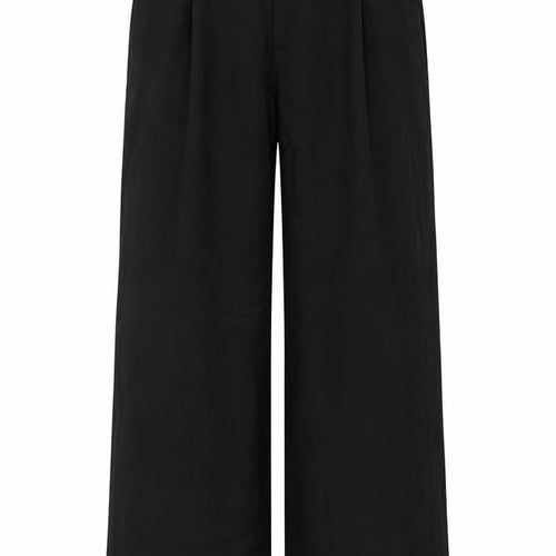 Zara Women Black UK 12 Wide-Leg High Rise Lyocell Dress Trousers