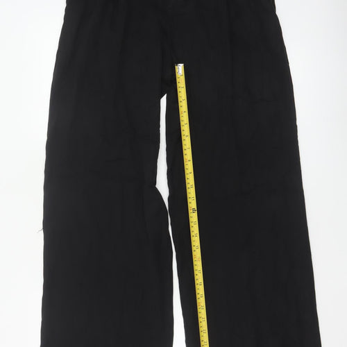 Zara Women Black UK 12 Wide-Leg High Rise Lyocell Dress Trousers
