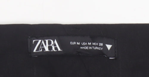 Zara Women Black UK 12 Wide-Leg High Rise Lyocell Dress Trousers