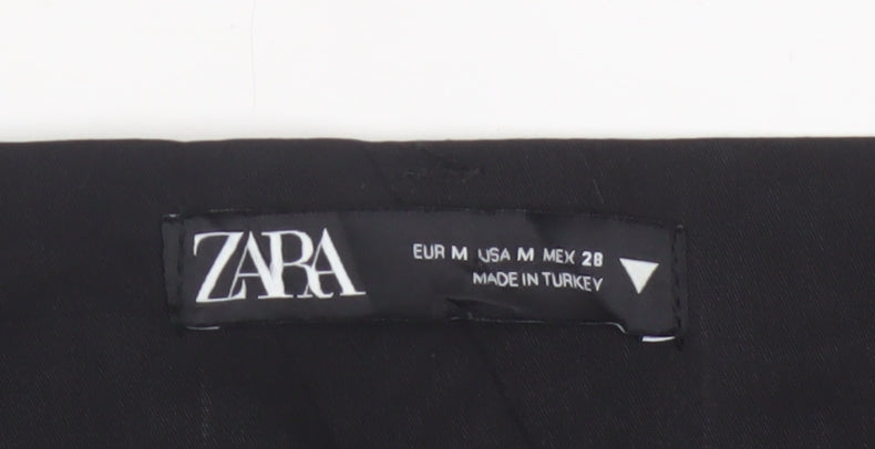 Zara Women Black UK 12 Wide-Leg High Rise Lyocell Dress Trousers