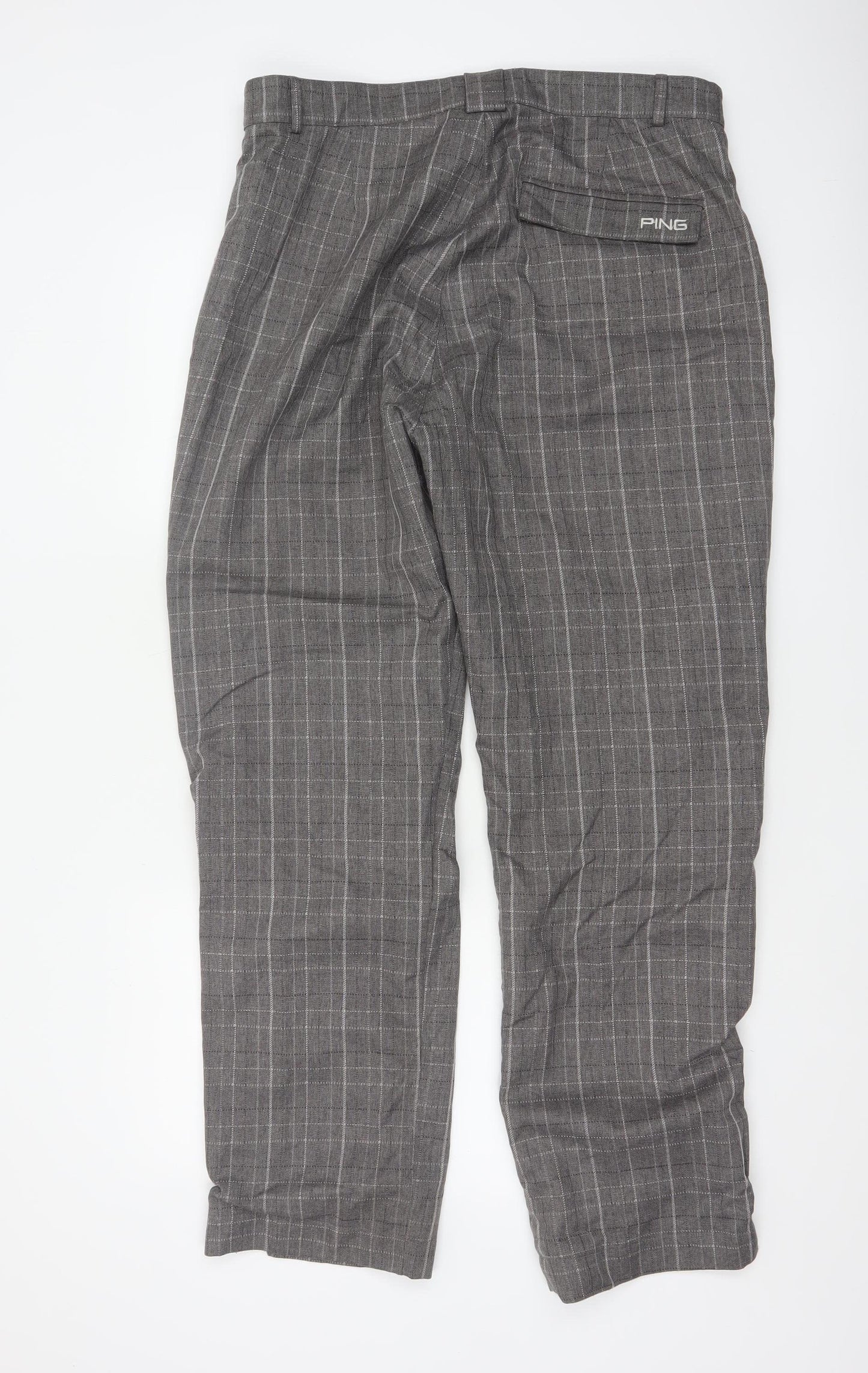 PING Collection Men's Grey Plaid W34 L31 Straight Golf Trousers