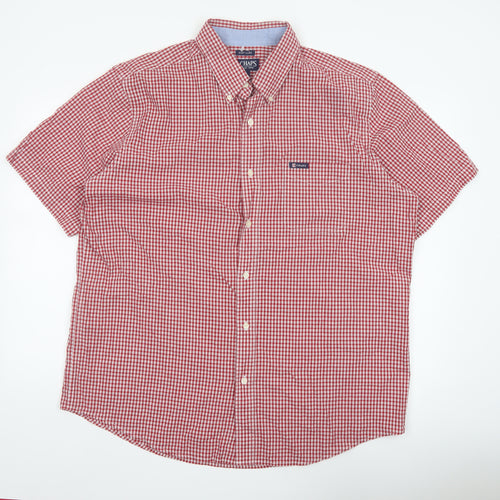 Chaps Men's Red Check Short Sleeve XL Button-Up Easy Care Shirt