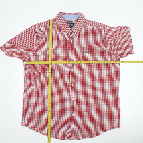 Chaps Men's Red Check Short Sleeve XL Button-Up Easy Care Shirt
