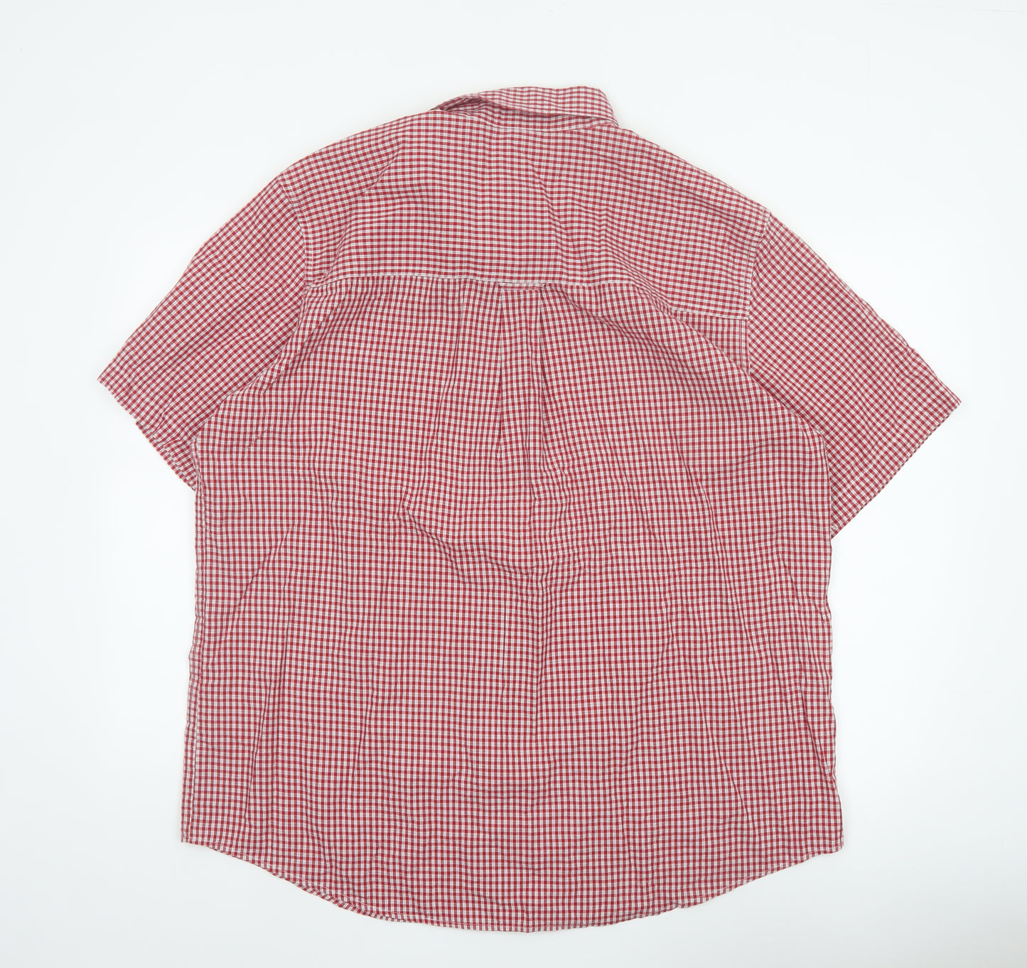 Chaps Men's Red Check Short Sleeve XL Button-Up Easy Care Shirt