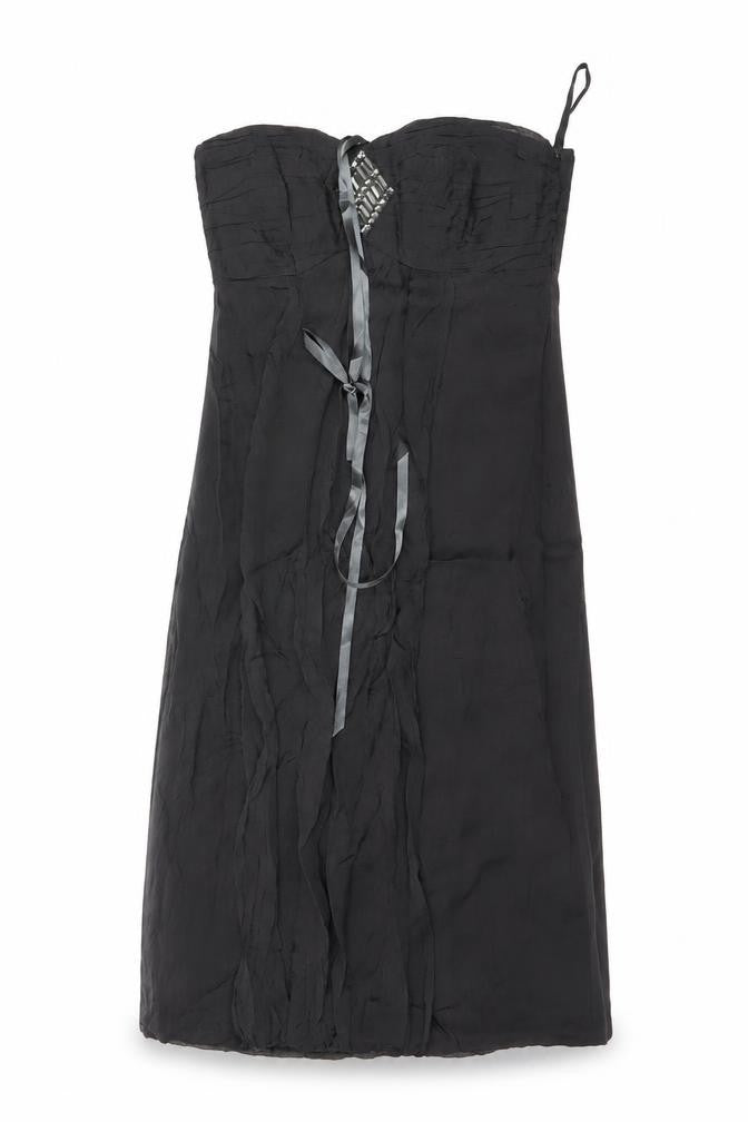 Monsoon Women’s Black UK 8 Strapless Beaded Silk Lined Sheath Party Dress