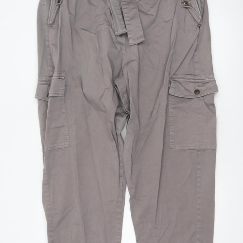 M&S Women’s Grey Size 24 Long Cargo Tapered Belted Trousers