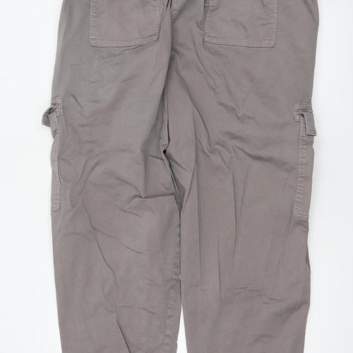 M&S Women’s Grey Size 24 Long Cargo Tapered Belted Trousers