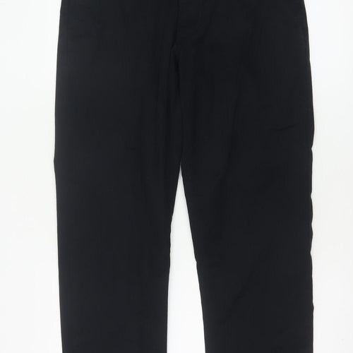 Marks and Spencer Men Black 32/29 Regular Fit Stretch Chino Trousers
