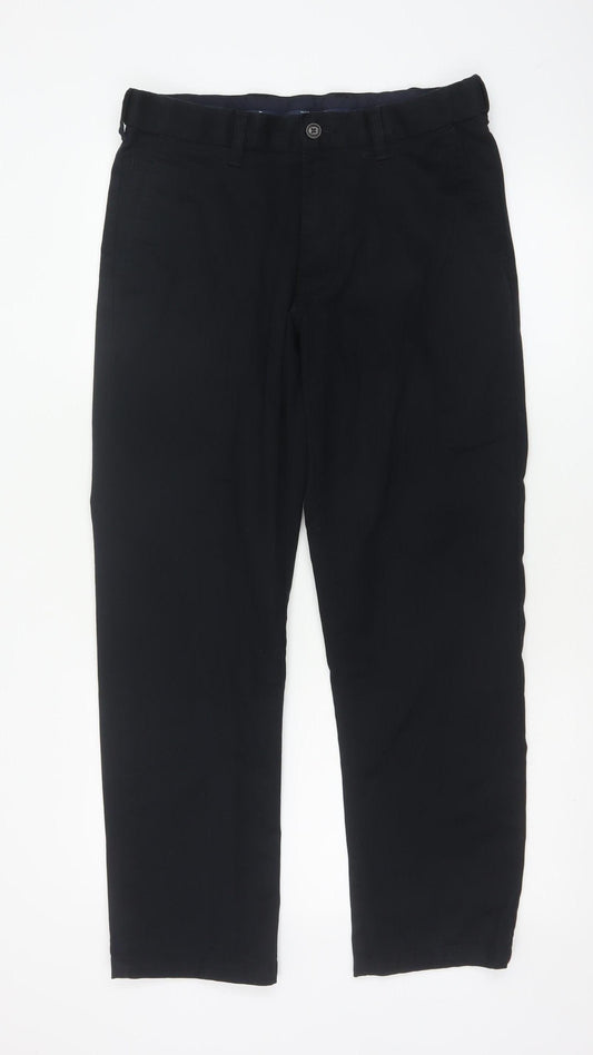 Marks and Spencer Men Black 32/29 Regular Fit Stretch Chino Trousers