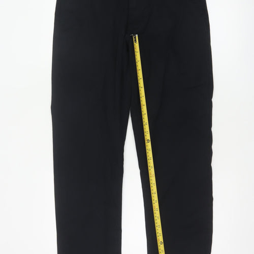 Marks and Spencer Men Black 32/29 Regular Fit Stretch Chino Trousers
