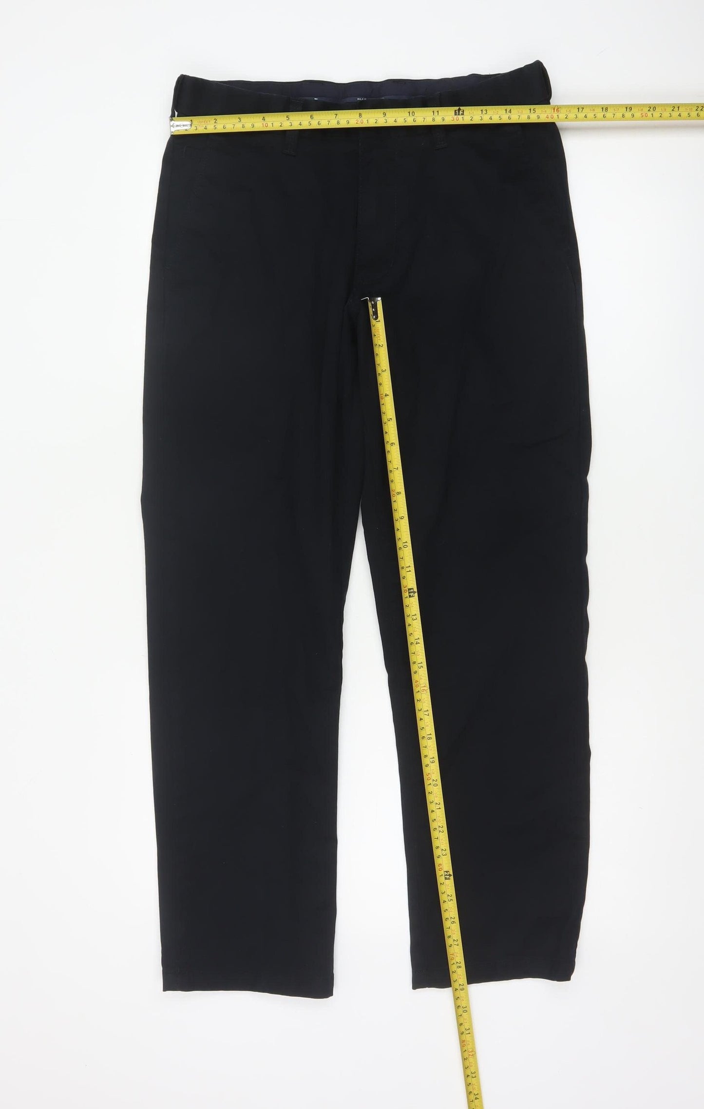 Marks and Spencer Men Black 32/29 Regular Fit Stretch Chino Trousers