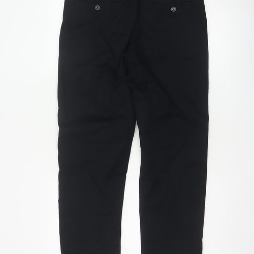 Marks and Spencer Men Black 32/29 Regular Fit Stretch Chino Trousers