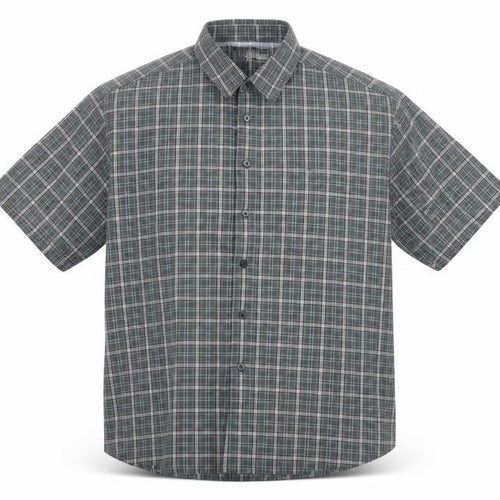 EWM Men’s Green Plaid Cotton Short Sleeve Button-Up Shirt Size M