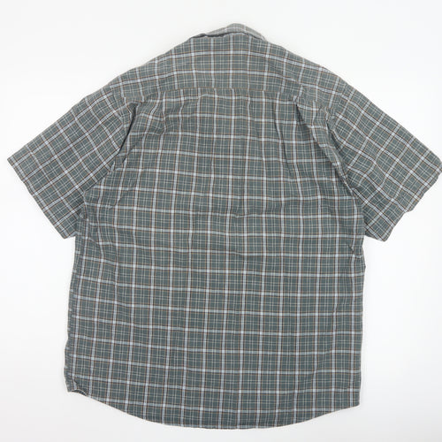 EWM Men’s Green Plaid Cotton Short Sleeve Button-Up Shirt Size M