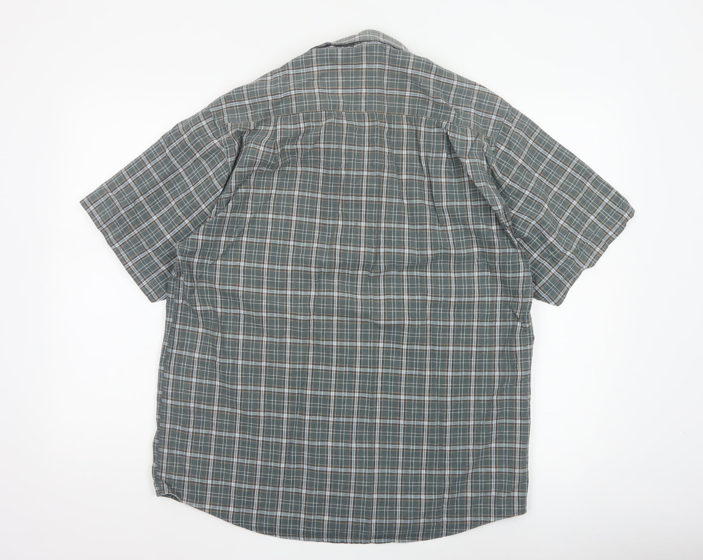 EWM Men’s Green Plaid Cotton Short Sleeve Button-Up Shirt Size M