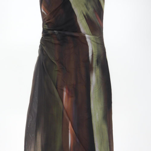 Zara Women Multicoloured S Long Sheath Mesh Ruched Occasion Dress