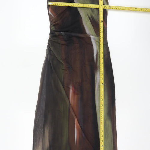 Zara Women Multicoloured S Long Sheath Mesh Ruched Occasion Dress