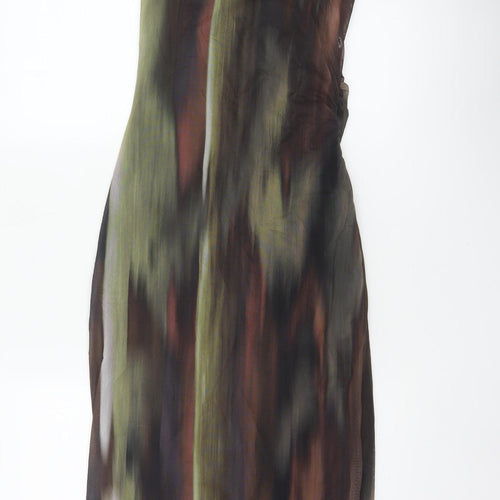 Zara Women Multicoloured S Long Sheath Mesh Ruched Occasion Dress