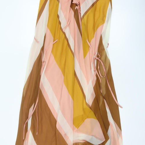 ASOS Design Women’s Multicoloured UK 12 Ruffle Halter Maxi Dress