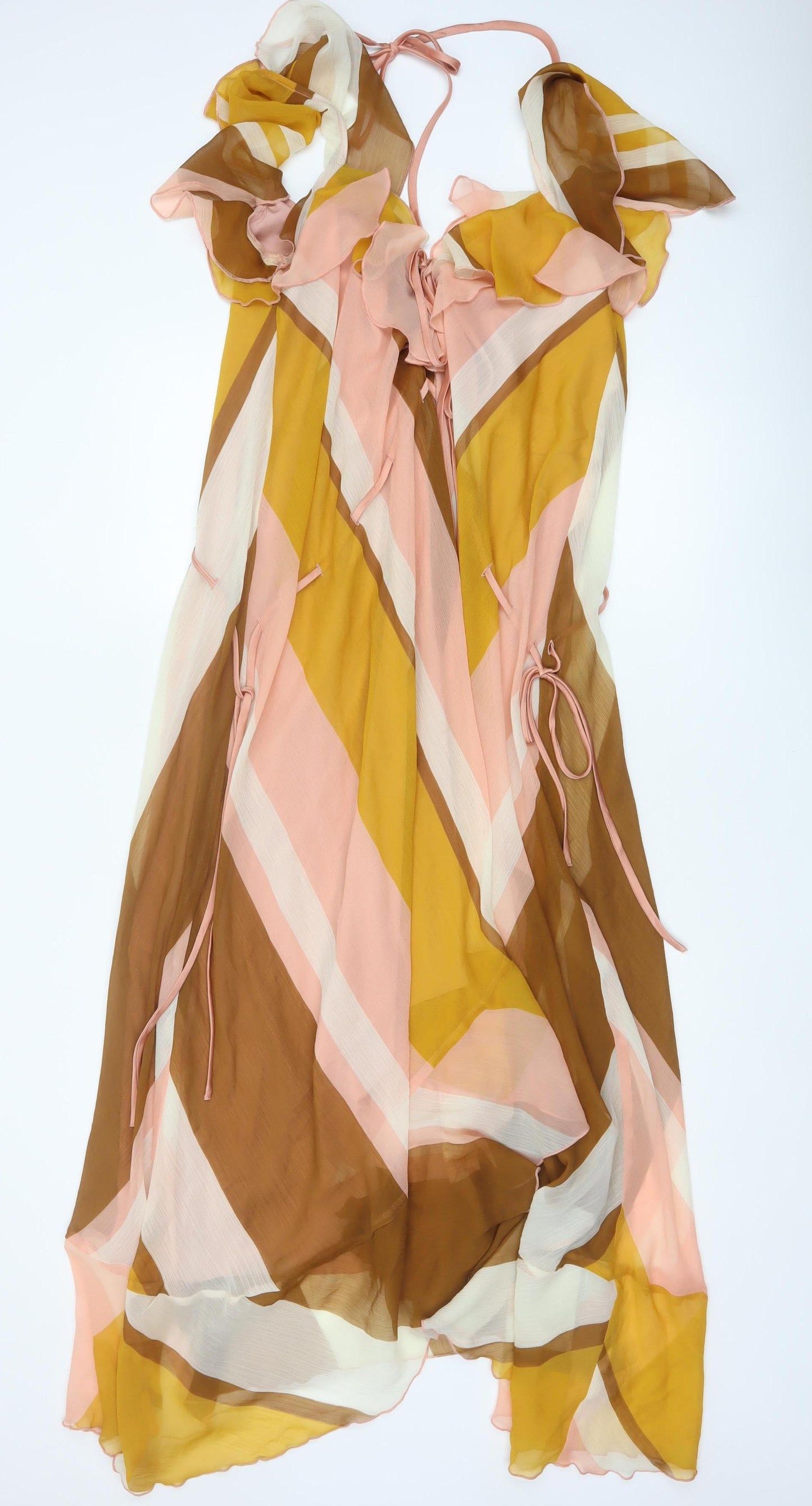 ASOS Design Women’s Multicoloured UK 12 Ruffle Halter Maxi Dress