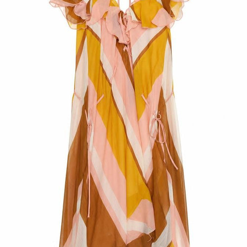 ASOS Design Women’s Multicoloured UK 12 Ruffle Halter Maxi Dress